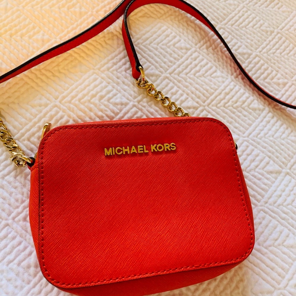 Orange Michael Kors Crossbody Purse